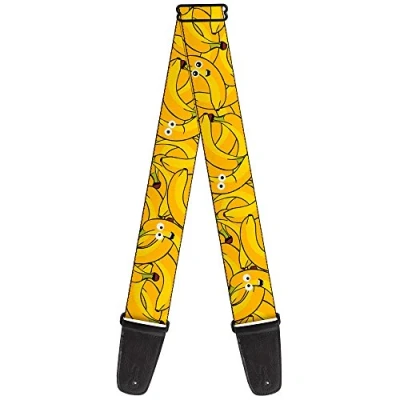 Image of Buckle Down GS W32878 &quot;Bananas Stacked Cartoon Yellows&quot; Guitar Strap