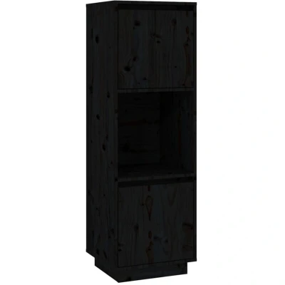 Image of vidaXL Highboard Black 38x35x117 cm Solid Wood Pine