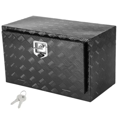 Image of VEVOR Underbody Truck Box, 30&quot; x 17&quot; 18&quot; Pickup Storage Heavy Duty Aluminum Diamond Plate Tool Box with Lock and Keys, Waterproof Trailer T Handle Latch for Truck, Van,