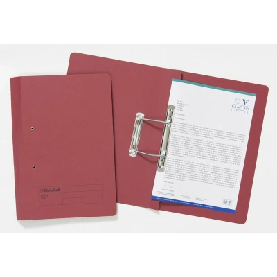 Image of Exacompta Ref 346 REDZ Guildhall Document Spiral Files, 285gsm Medium Weight Spring Manilla, 355x250mm, Metal Mechanism, Blue Angel Certified Red, Pack of 25