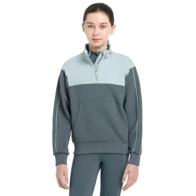 Image of LeMieux Young Rider Kate Quarter Zip Childrens Sweatshirt Petrol/Glacier 13 14 Years