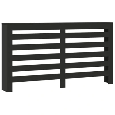 Image of vidaXL Radiator Cover Engineered Wood Slatted Cabinet with Shelf Black 149x20x82 cm