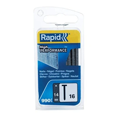 Image of Rapid High Performance No.16 Galvanised Steel Brad Nails, Wire Length: 14 mm, 40109554 990 Pieces
