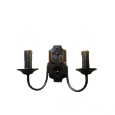 Image of SANBDDLYY Black Candle Wall Lamp Farmhouse Rustic 2 Light Sconce Fixture Modern Industrial Bathroom Vanity Lighting for Living Dining Room Kitchen Porch Bedroom Hallway Entryway
