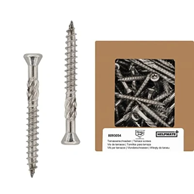 Image of HELPMATE decking screws 5x70 stainless steel A2 50 pcs + 1 T25 bit for outdoor use (decking, garden sheds, timber constructions etc.)