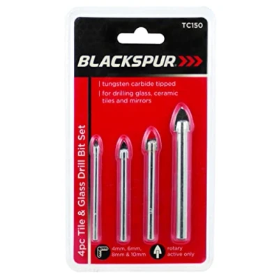 Image of 4pc Tungsten Tipped Glass &amp; Tile Drill Bit Set By Blackspur