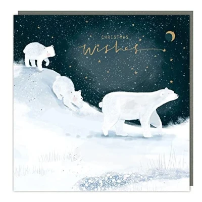 Image of Charity Christmas Cards Polar Bear Family Foil Embossed Finish Pack of 5