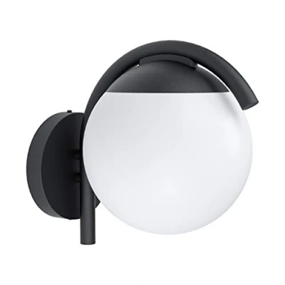Image of EGLO Prata Vecchia Outdoor Wall Light, 1 Bulb Minimalist, Light Made of Galvanised Steel in Black and Plastic White, Lamp with E27 Socket, IP44