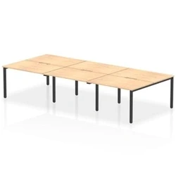 Image of Evolve Plus 1200mm B2B 6 Person Bench Desk Maple Top Black Frame