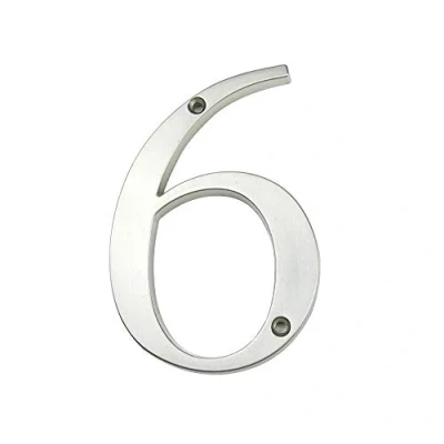 Image of HASWARE House Number Sign 4 inch (10 cm) Modern Door Numbers Signage Plaque Street Home Address Numerals Zinc Alloy (6, Silver)
