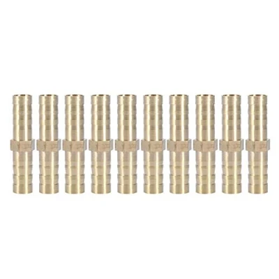 Image of Straight Barbed Connector, Pipe Adapter Bidirectional Brass Fitting Junction Tube 6/8/10/12/14/16/20mm (8mm 10pcs)