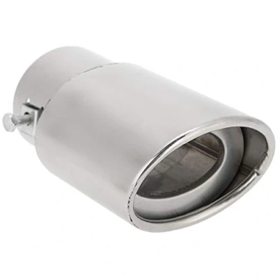 Image of Automotive Exhaust Pipe Terminal, Glossy Silver Stainless Steel Universal Car Straight Rear Muffler Tip Tail Throat