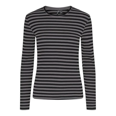 Image of PIECES Women&#039;s Pcruka Ls Top Noos Bc Longsleeve T Shirt, December Sky/Stripes: Black, S