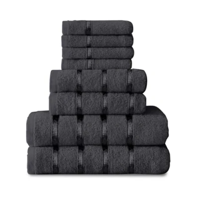 Image of GC GAVENO CAVAILIA Super Soft Towel Bale Set 8 Piece Egyptian Cotton Towels Quick Dry Highly Absorbent Bathroom Charcoal ( 4 Face + 2 Hand Bath )
