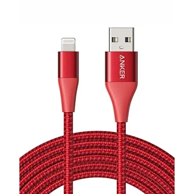 Image of Anker PowerLine+ II Lightning Cable, MFi Certified for Flawless Compatibility with New Airpods, iPhone XS/XS Max/XR/iPhone X/ 8/8 Plus/ 7/7 6/6 Plus and More (10 ft, Red)