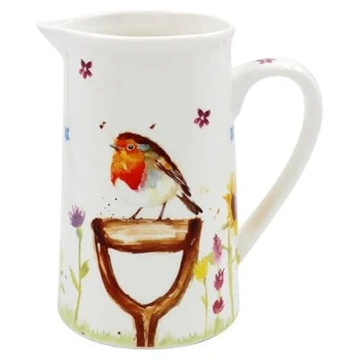 Image of Ceramic Milk Jug Garden Bird Design Robin Kitchen Dining Drinks Creamer