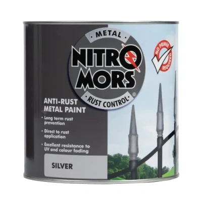 Image of Nitromors Anti Rust Smooth Finish Metal Paint, No Primer Required, Silver, 2.5 L