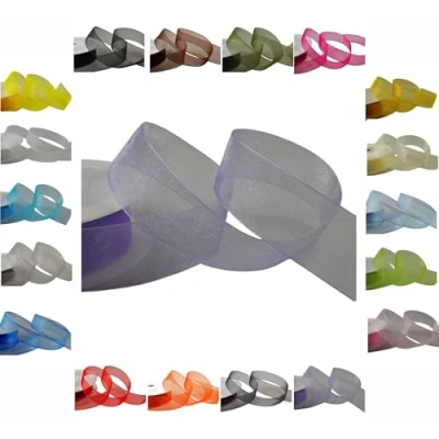 Image of 50m / 25m Roll Luxury Organza Woven Edge Ribbon Reel Rolls 3mm, 9mm, 15mm, 25mm, 40mm (Lilac, 25mm x 25 Metres)