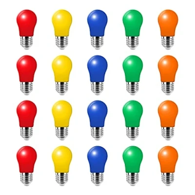 Image of 20 Pack 3W LED Colored Light Bulb E27 A50 Screw Cap Multi for Wedding Halloween Christmas Party Bar Mood Ambiance Decor