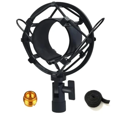Image of Tencro 47 53mm AT2020 Microphone Shock Mount with Metal Screw Adapter Anti Vibration High Isolation Mic Holder Clip, Fits for Diameter of in Broadcasting, Recording, Etc. L