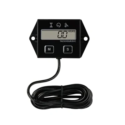Image of Yooreal Digital Inductive Tachometer with Hour Meter,RPM Gauge Meter for Lawn Mower Scooter Dirt Bike Tractor Generator Air Compressor Marine Motorcycle Snowblower Pressure Washer