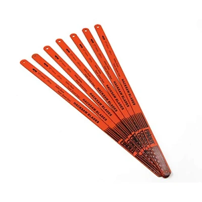 Image of 30mm 24 TPI Bi Metal Hand Hacksaw Blade, Orange, Set of 10 Pieces Shatter Proof Replacement Blades