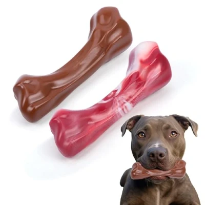 Image of BELLE VOUS Indestructible Dog Toys (2 Pack) Tough for Aggressive Chewers Durable Boredom/Teething All Breeds Nylon Chew