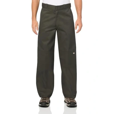 Image of Dickies Men&#039;s Loose Fit Double Knee Work Pants Business Casual, Olive Green, 34W x 32L