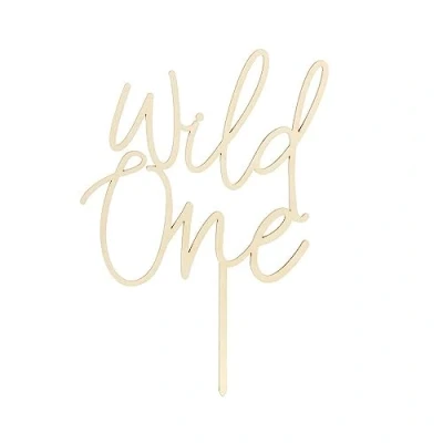 Image of Wild One Wooden Birthday Cake Topper 1st Party Childrens Anniversary Decoration Food