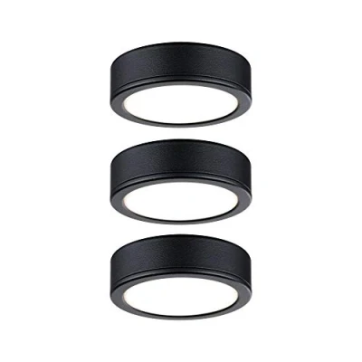 Image of Paulmann 99990 Pukk LED furniture luminaire set round incl. 3x3.5W cabinet black plastic 2700K