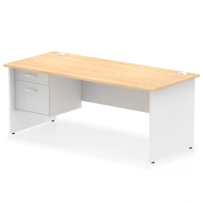 Image of Impulse 1800x800 Desk Maple/White Panel End Leg 1x2 Drawer Fixed Ped