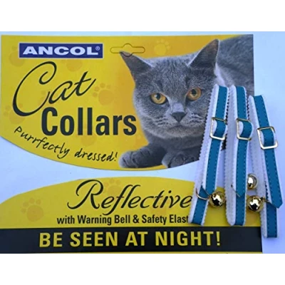 Image of 3 X SAVER PACK SAFETY ELASTICATED REFLECTIVE ANCOL CAT COLLARS BLUE