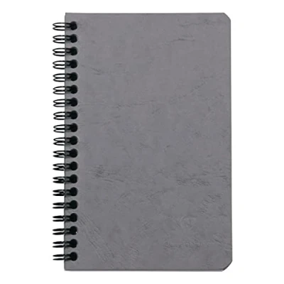 Image of Clairefontaine Ref 792465C Age Bag Clothbound Notebook (192 Pages) 11 x17cm, Lined Rulings, 90gsm Brushed Vellum Paper Grey Leather Effect Cover