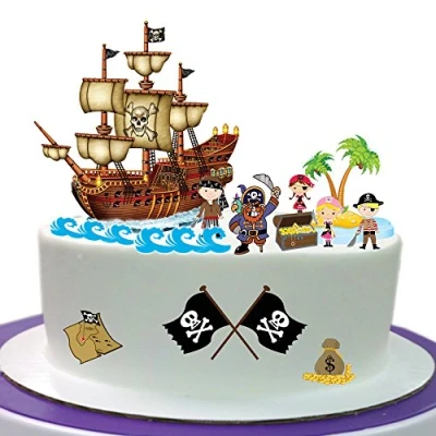 Image of Top That Children&#039;s Pirate Scene Edible Wafer Paper Cake Topper Birthday, 1 Piece