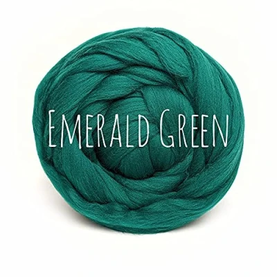Image of Chunky Wool Emerald Green for arm Knitting Blanket Weaving Felting Jumbo Yarn Giant Soft 250g (0.55lb)