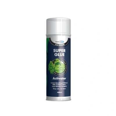 Image of SUPER GLUE ACTIVATOR SPRAY 400ML TIN ACCELERATOR CYANOACRYLATE SUPERGLUE FAST ADHESIVE BOND SET