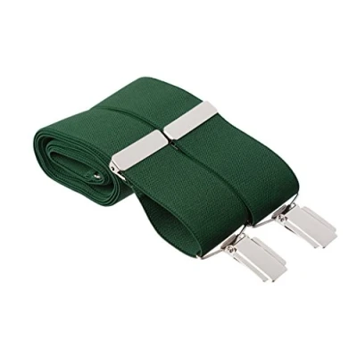 Image of Gents Shop XL Quality Mens Green Trouser Braces Clip On Suspenders Plain 35mm Wide Adjustable Strong Silver Clips Extra Large Size 48 Inches Long (XL Long, Green)