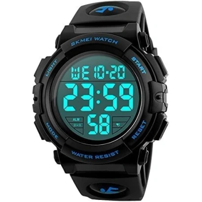 Image of Mens Black Digital Sport Watch Digita for Men Teen Boys Outdoor Silicone with 5 ATM Waterproof, Chronograph, Alarm