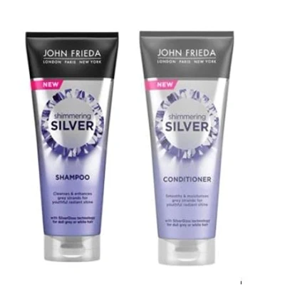 Image of Shimmering Silver Shampoo (250ml) and Conditioner by John Frieda for Dull Grey Hair