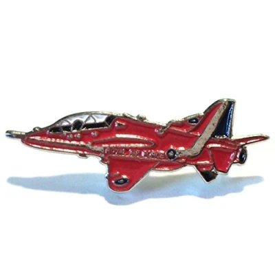 Image of BAE Hawk RAF Red Arrows Jet Aircraft Metal Enamel Badge Brooch