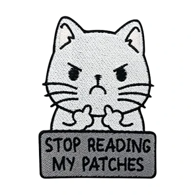 Image of Finally Home Iron On Patch Stop Reading My Patches Cat Stink Finger Cats Animals Animal