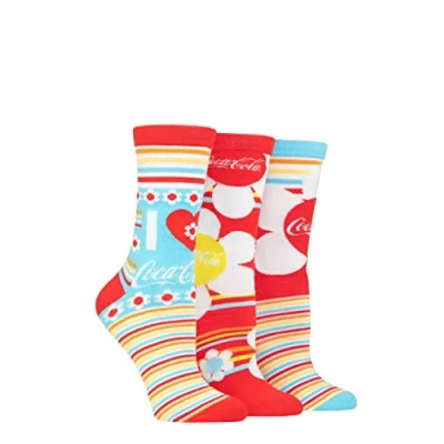Image of Women&#039;s 3 Pair Coca Cola Flowers Cotton Socks Multi 4 8