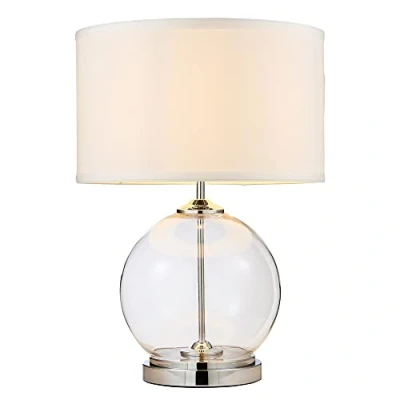 Image of LITECRAFT Rhonda Table Lamp Large Globe Glass Base with Drum Shade Chrome