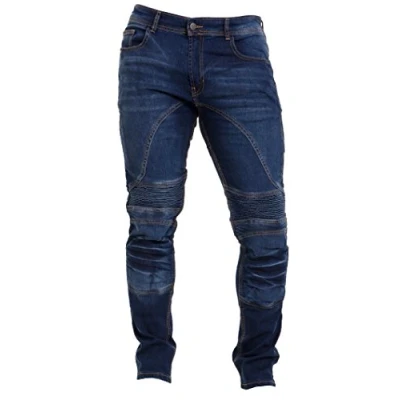 Image of Qaswa Mens Motorcycle Jeans Denim Pants Motorbike Trousers Biker Stretch Aramid Protection Lining