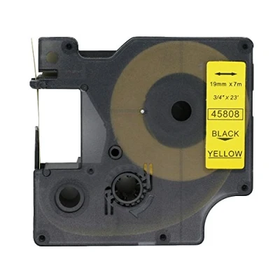 Image of BROVACS 1 Pack Black on Yellow Label Tape Compatible for DYMO D1 45808 19mm 3/4&quot; OPA2308