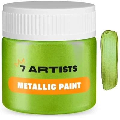 Image of 7 Artists Green Metallic Acrylic Paint 50 ml Iridescent Glitter Poster Pearlescent Dark Sage