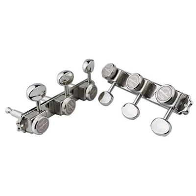 Image of Guyker Guitar Locking Tuners on a Plate 3R 3L Vintage Style Lock String Tuning Key Pegs Machine Heads Replacement, Nickel