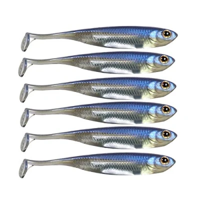 Image of QualyQualy Soft Plastic Lures Paddle Tail Swimbaits Minnow Shad Bait Dropshot Lure Pike Fishing Perch Trout Bass 7.5cm 6Pcs