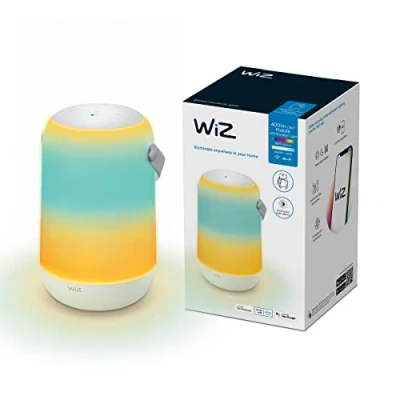 Image of WiZ Tunable White and Colour Mobile Table Lamp, Portable LED Light with 16 Million Colours or Warm to Cool Dimmable Light, Smart Control via WiFi by Voice/App,