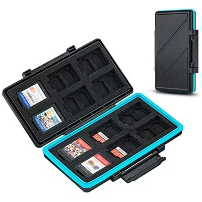 Image of JJC 36 Slots Water Resistant Memory Card Case for 24 Micro SD SDXC SDHC + 12 Switch Game NS Card, Holder Carrying Storage Box